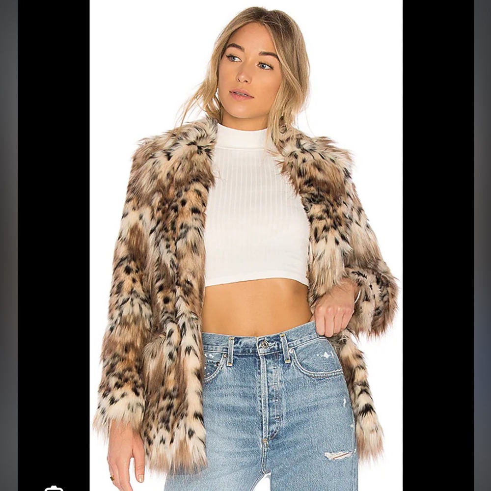 MAJORELLE Brown and Black Teddy Jacket Plush Cropped Style